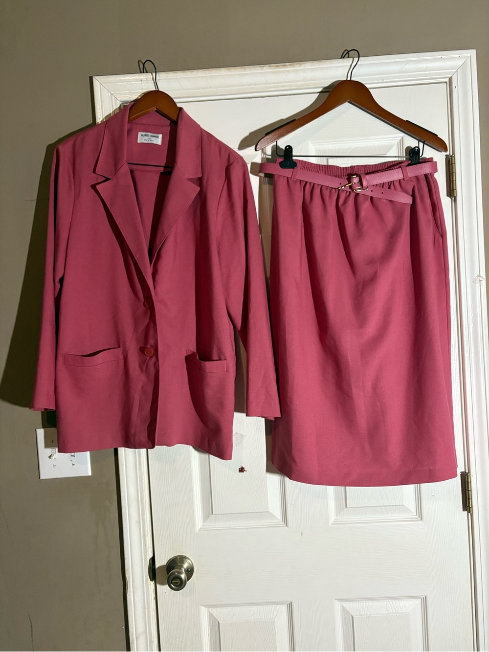 Alfred Dunner Pink Womens Skirt Suit Set